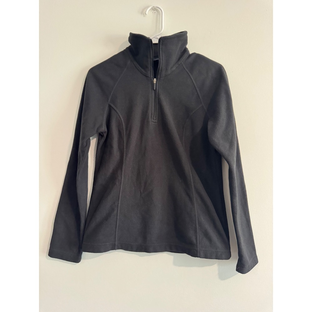 Lands' End Fleece Quarter-Zip Pullover Women XS 2-4 Black‎ Lightweight Warmth